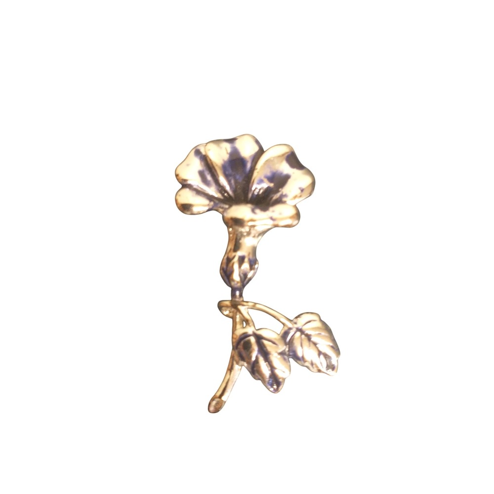 Vintage Gold Tone Flower Brooch Floral Pin Wedding Bridal Jewelry